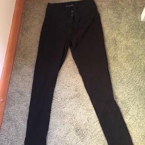 Black Dressy Work Pants with Buttons